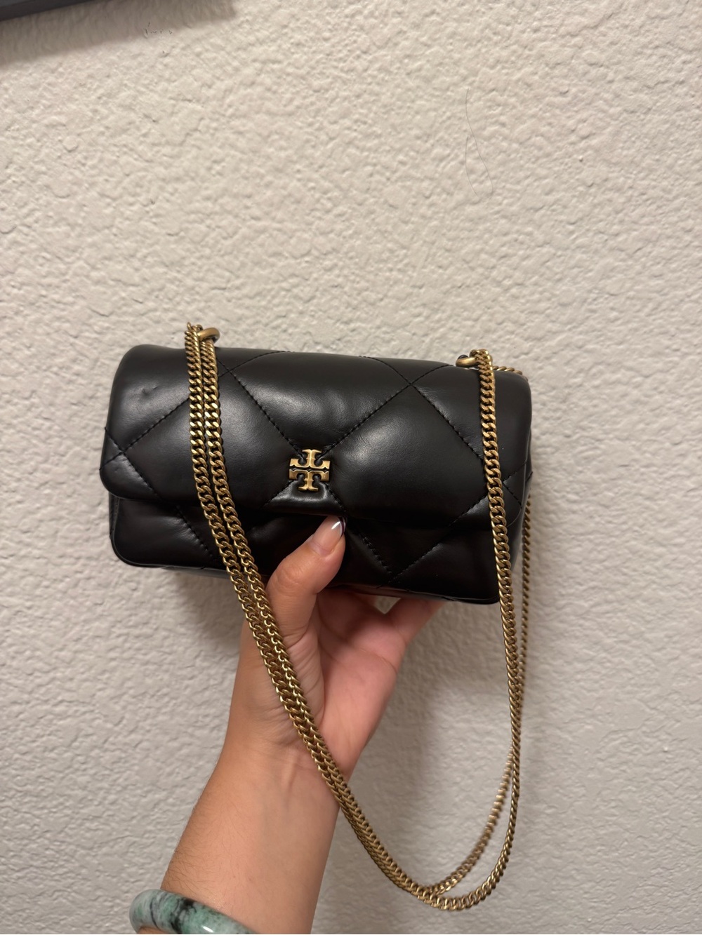 Tory Burch Kira Diamond Quilt Mini Flap Bag in Black